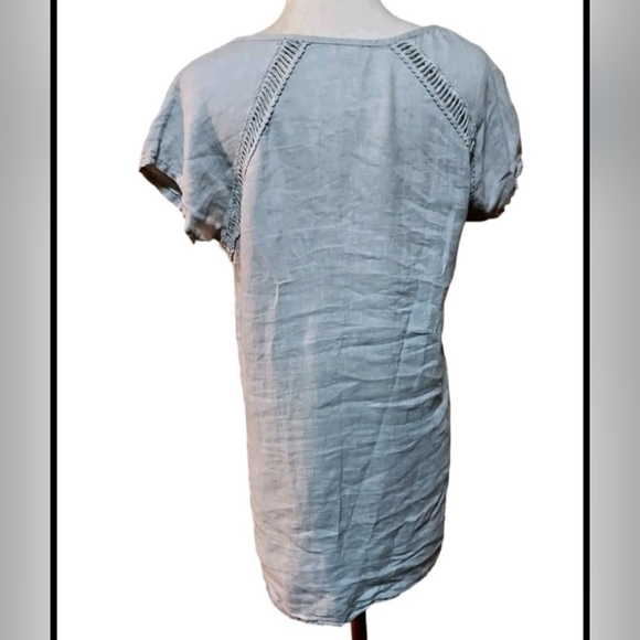 Bellambia M Dress Knee Length Gray Made In Italy Lagenlook Short Sleeve 100% Lin - Picture 4 of 4